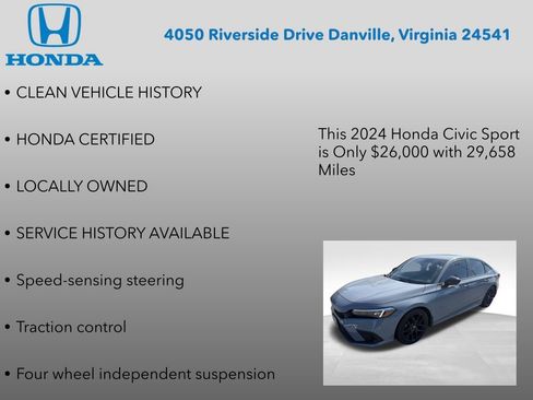Certified 2024 Honda Civic Sport image 7