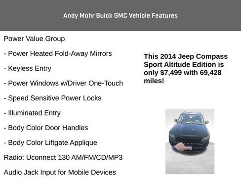 Used 2014 Jeep Compass Sport w/ Power Value Group FWD image 8
