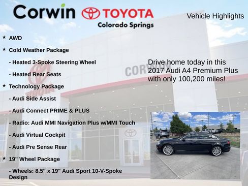 Used 2017 Audi A4 2.0T Premium Plus w/ Premium Plus Package AWD/4WD image 7