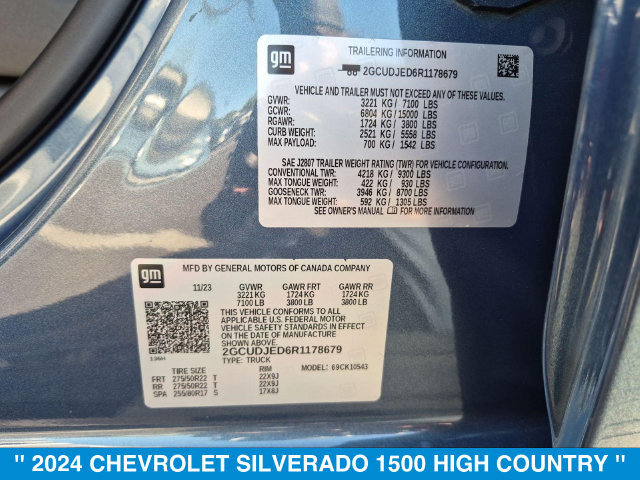 Used 2024 Chevrolet Silverado 1500 High Country w/ High Country Premium Package AWD/4WD image 37