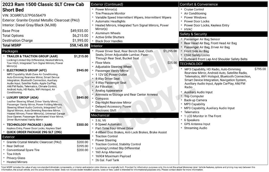 Certified 2023 RAM 1500 Classic SLT w/ Trailer & Traction Group AWD/4WD image 5