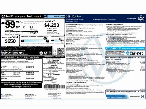 Used 2021 Volkswagen ID.4 Pro w/ ID.4 Protection Package image 2