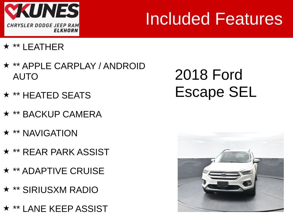 Used 2018 Ford Escape SEL w/ Ford Safe & Smart Package AWD/4WD image 3