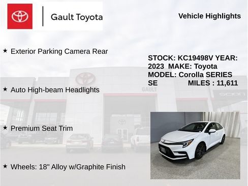 Certified 2023 Toyota Corolla SE w/ Carpet Mat Package (TMS) FWD image 5