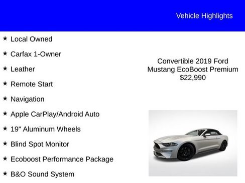 Used 2019 Ford Mustang Premium w/ Ecoboost Performance Package RWD image 2
