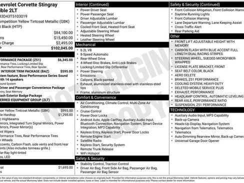 New 2026 Chevrolet Corvette Stingray Preferred Conv w/ Z51 Performance Package RWD image 24
