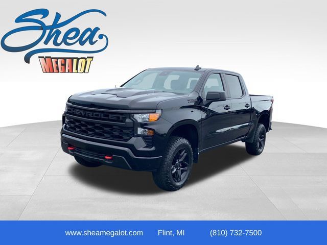 Certified 2023 Chevrolet Silverado 1500 Custom Trail Boss w/ LPO, Dark Essentials Package AWD/4WD 360° Tour