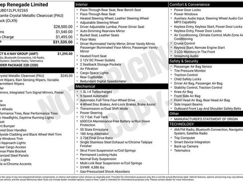 Used 2020 Jeep Renegade Limited w/ UConnect 8.4 Nav Group AWD/4WD image 36