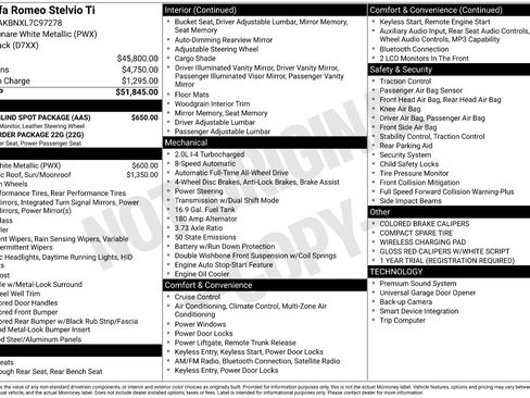 Used 2020 Alfa Romeo Stelvio Ti w/ Active Blind Spot Package image 3