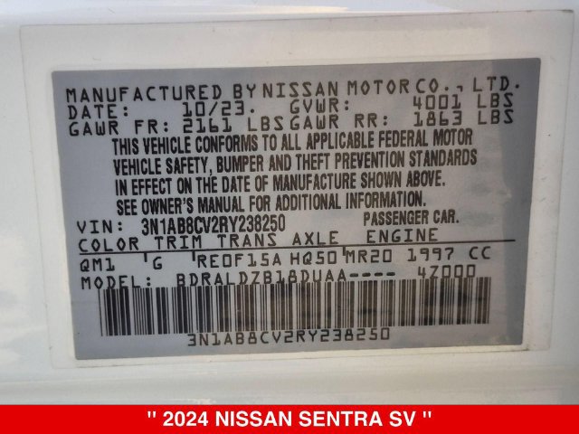 Certified 2024 Nissan Sentra SV w/ All-Weather Package FWD image 41