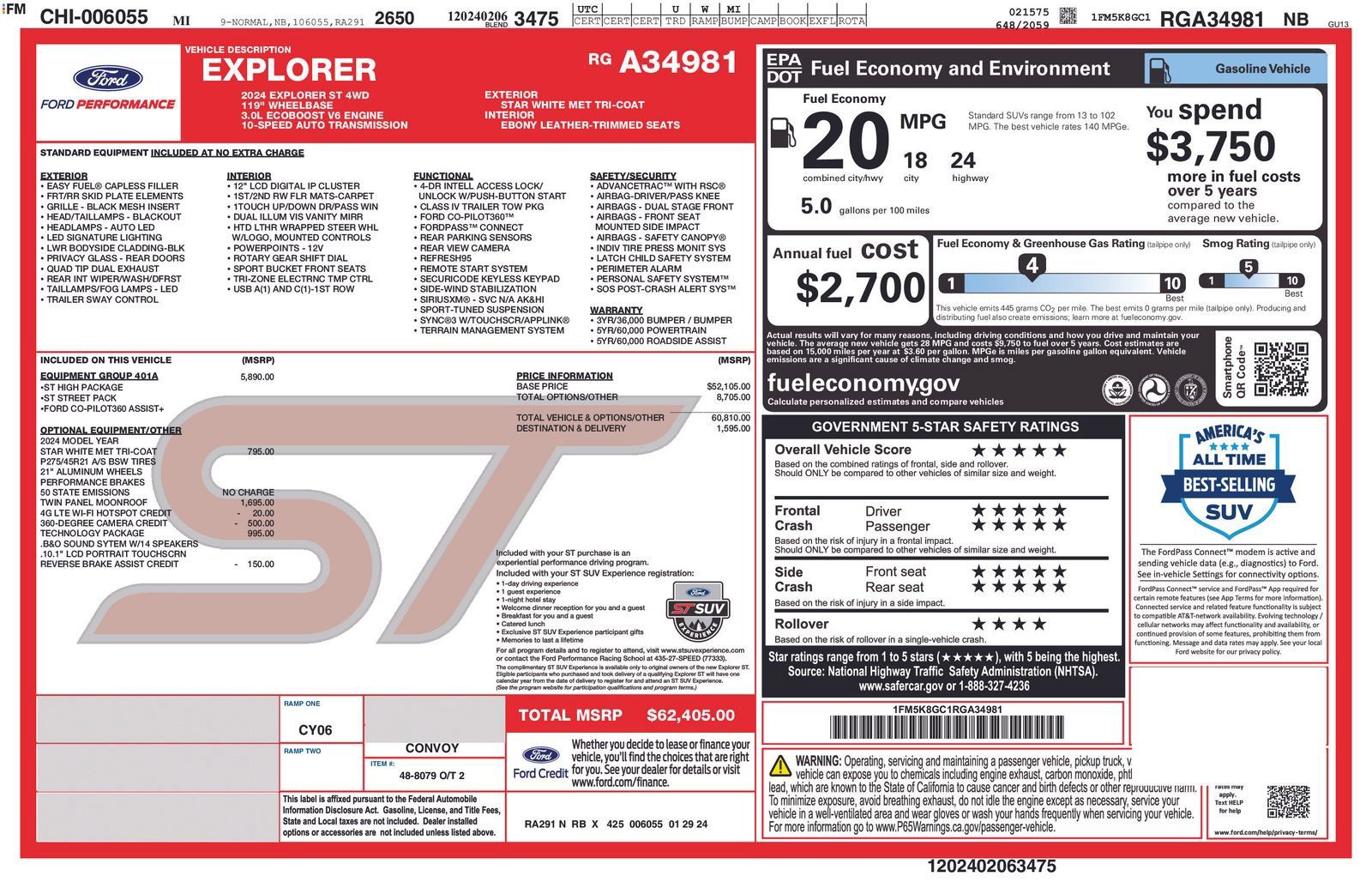 Certified 2024 Ford Explorer ST w/ Equipment Group 401A AWD/4WD image 6
