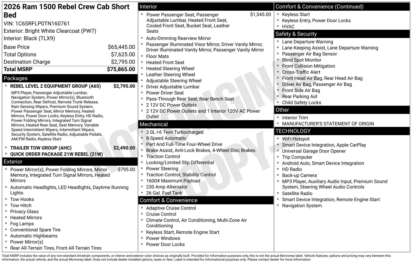 New 2026 RAM 1500 Rebel w/ Rebel Level 2 Equipment Group AWD/4WD image 29