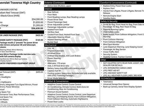 Certified 2023 Chevrolet Traverse High Country w/ LPO, Floor Liner Package image 3