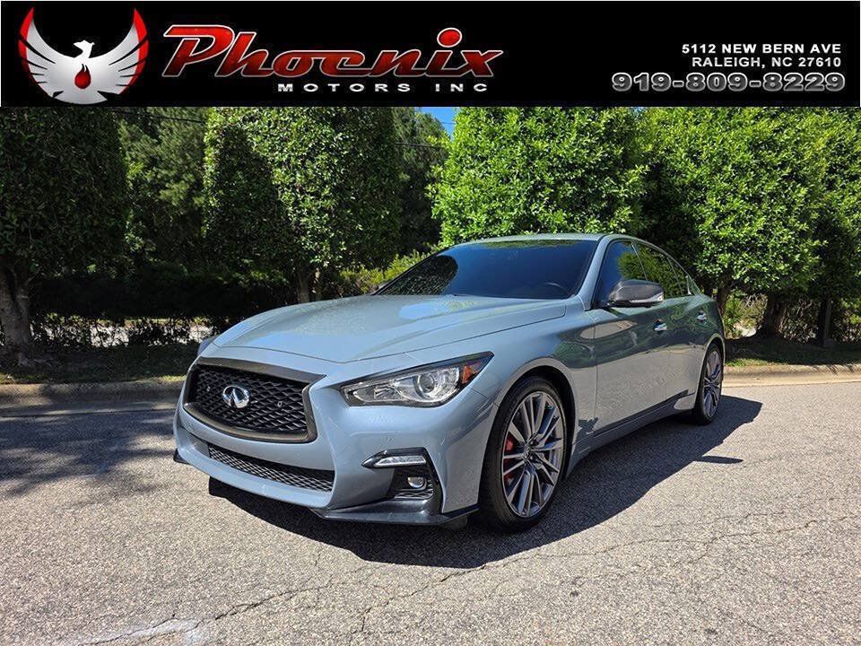 Used 2022 INFINITI Q50 Red Sport 400 w/ Carbon Fiber Package RWD image 1