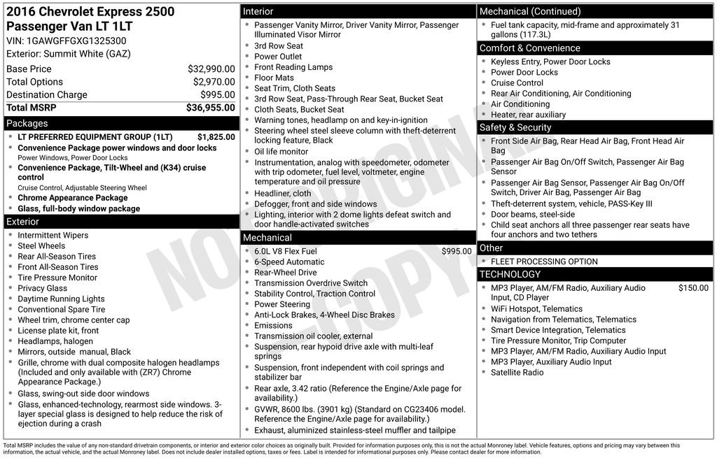 Used 2016 Chevrolet Express 2500 LT w/ LT Preferred Equipment Group RWD image 49