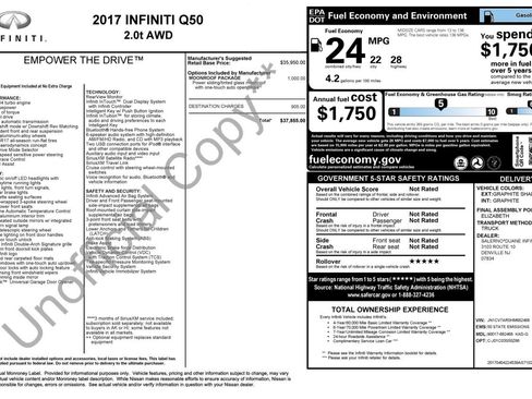 Used 2017 INFINITI Q50 2.0t w/ Moonroof Package AWD/4WD image 44