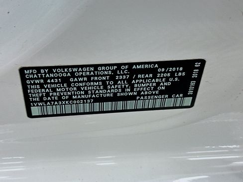 Used 2019 Volkswagen Passat 2.0T Wolfsburg w/ Wheels & Sunroof Package FWD image 12