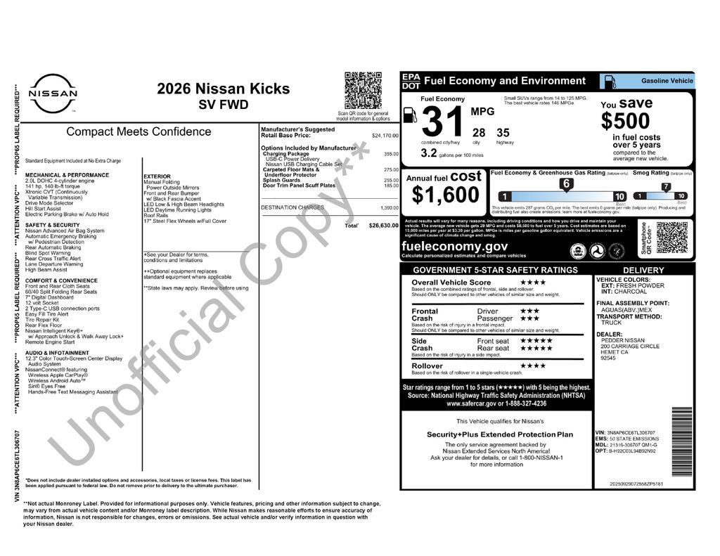 Used 2026 Nissan Kicks SV w/ Charging Package FWD image 5