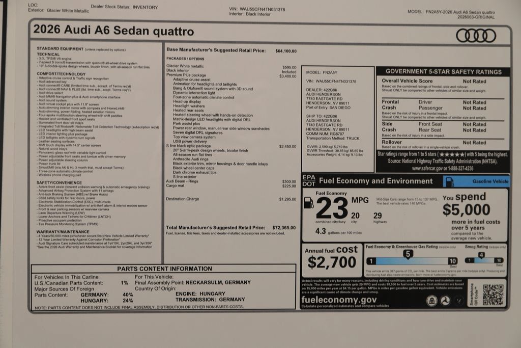 New 2026 Audi A6 Premium Plus AWD/4WD image 31