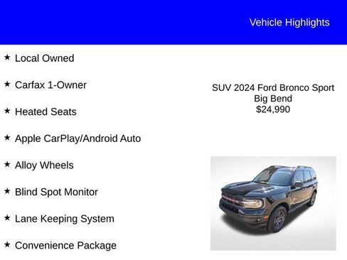 Used 2024 Ford Bronco Sport Big Bend w/ Convenience Package AWD/4WD image 2