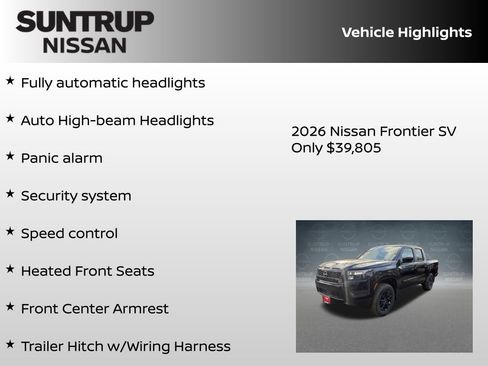 New 2026 Nissan Frontier SV w/ SV Convenience Package image 35