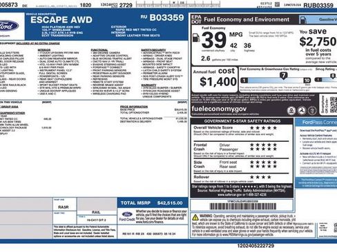 Certified 2024 Ford Escape Platinum w/ Premium Technology Package image 14