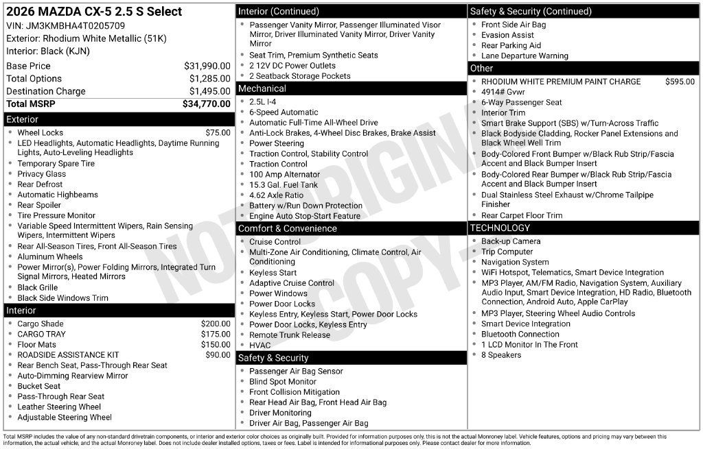 New 2026 MAZDA CX-5 Select AWD/4WD image 3