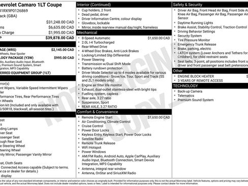 Used 2023 Chevrolet Camaro LT w/ RS Package RWD image 65