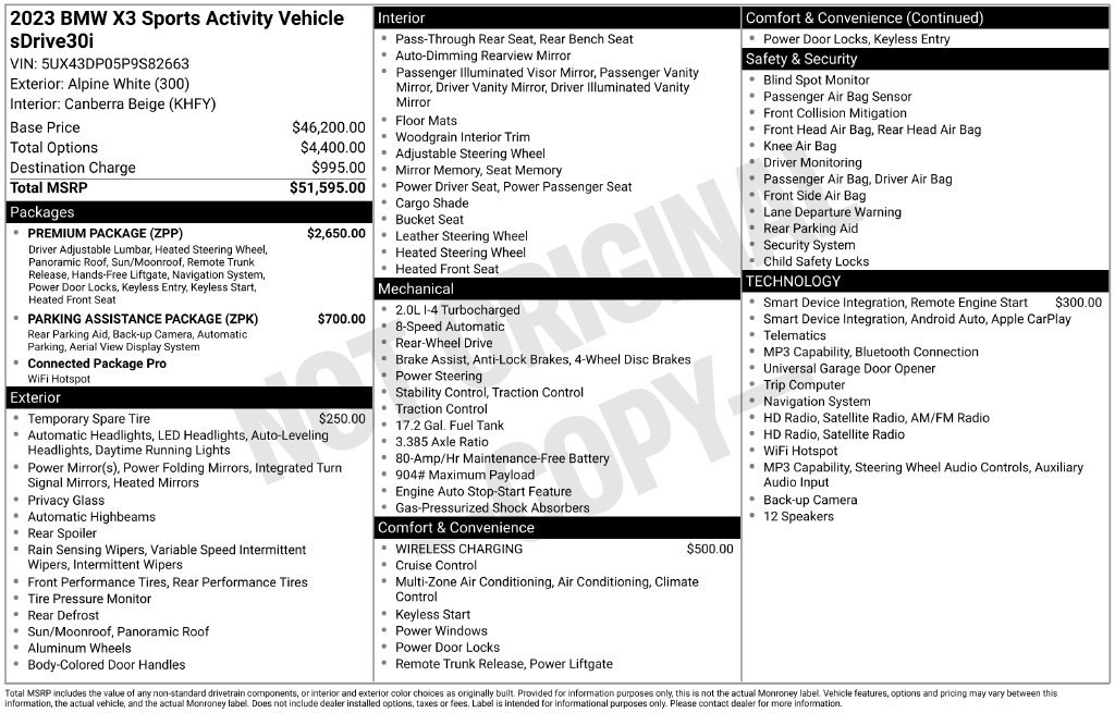 Used 2023 BMW X3 sDrive30i w/ Premium Package RWD image 4