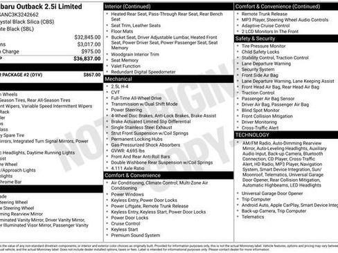 Used 2019 Subaru Outback 2.5i Limited w/ Popular Package #2 image 38