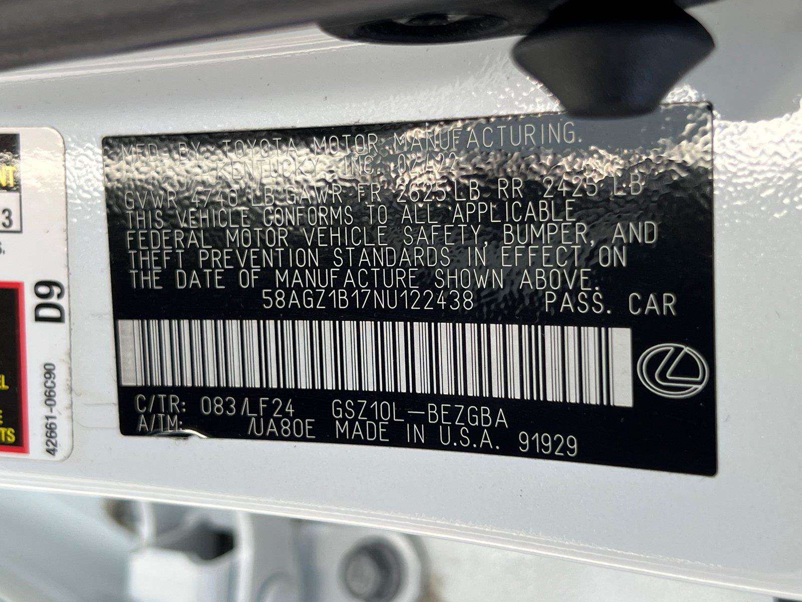 Certified 2022 Lexus ES 350 F Sport w/ Accessory Package FWD image 33