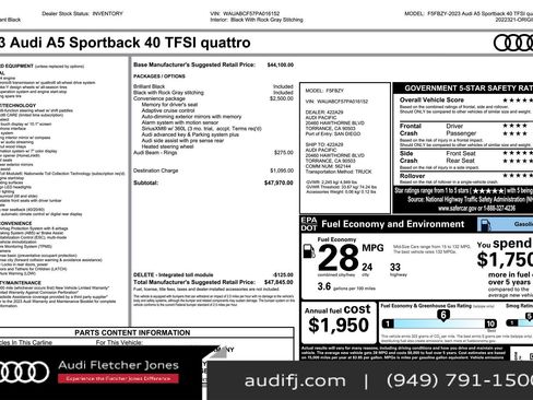 Used 2023 Audi A5 2.0T Premium w/ Convenience Package image 3