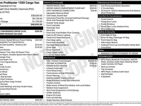 Used 2016 RAM ProMaster 1500 w/ Interior Convenience Group FWD image 34