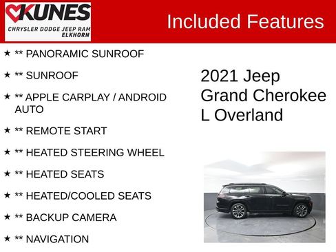 Used 2021 Jeep Grand Cherokee L Overland w/ Advanced Protech Group III AWD/4WD image 2