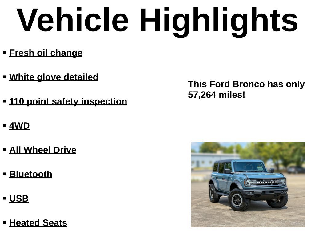 Used 2022 Ford Bronco Big Bend w/ Sasquatch Package AWD/4WD image 38