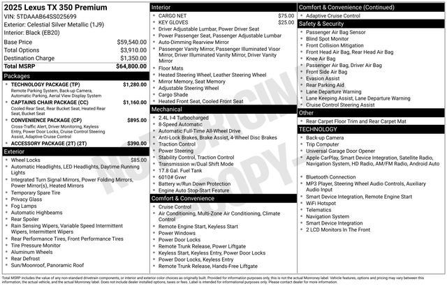 Used 2025 Lexus TX 350 AWD w/ Technology Package image 30