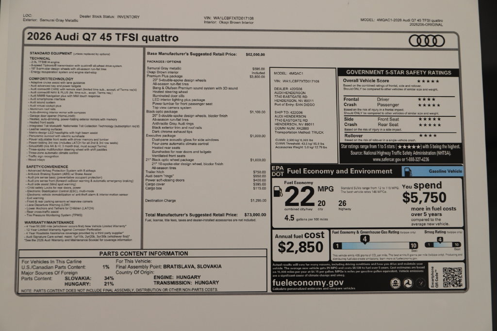 New 2026 Audi Q7 2.0T Premium Plus AWD/4WD image 33
