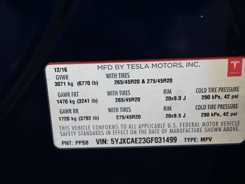 Used 2016 Tesla Model X 90D image 9