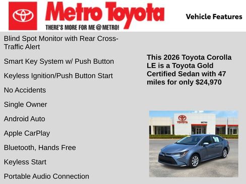 Certified 2026 Toyota Corolla LE FWD image 11