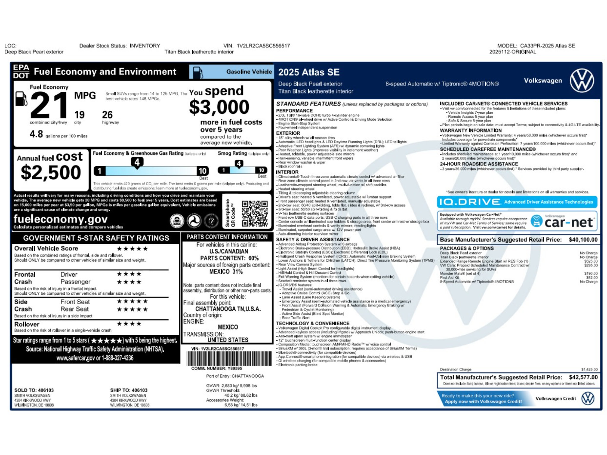 Used 2025 Volkswagen Atlas SE AWD/4WD image 6