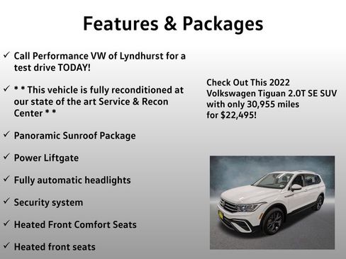 Used 2022 Volkswagen Tiguan SE w/ Panoramic Sunroof Package AWD/4WD image 4