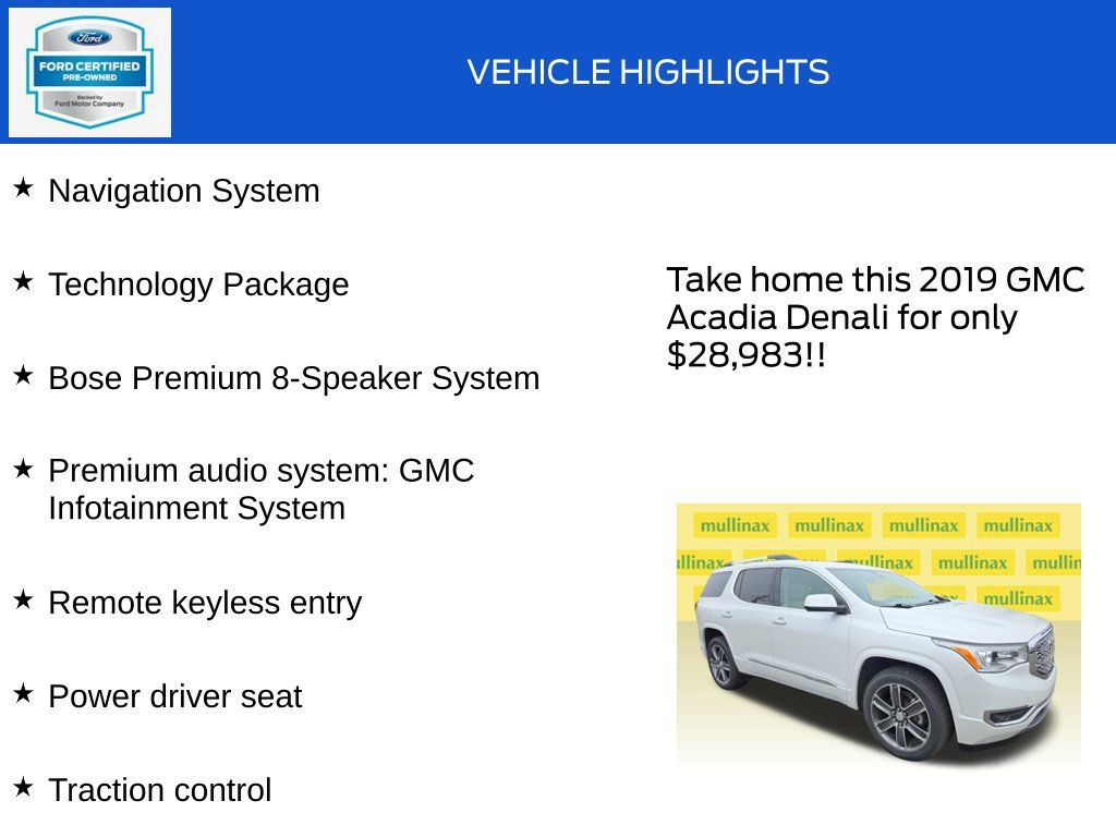 Used 2019 GMC Acadia Denali w/ Technology Package AWD/4WD image 18