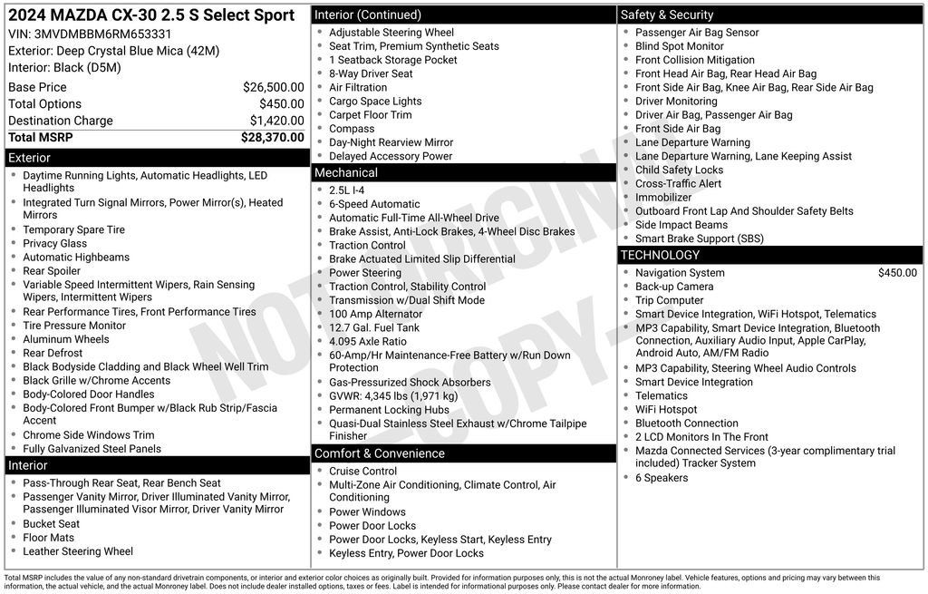 Used 2024 MAZDA CX-30 AWD 2.5 S w/ Select Sport Pkg image 5
