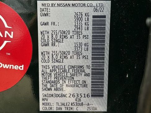 Used 2022 Nissan Pathfinder Platinum w/ Cargo Package FWD image 34