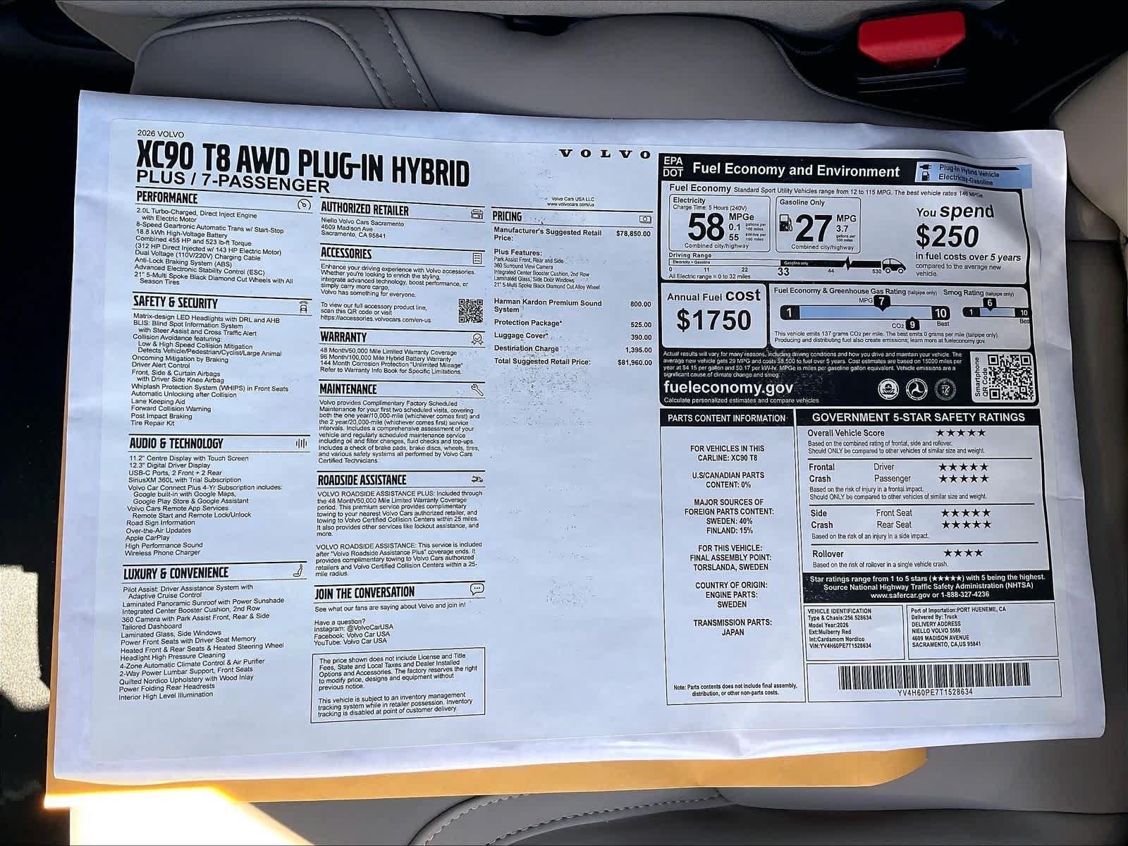 New 2026 Volvo XC90 T8 Plus w/ Protection Package AWD/4WD image 37