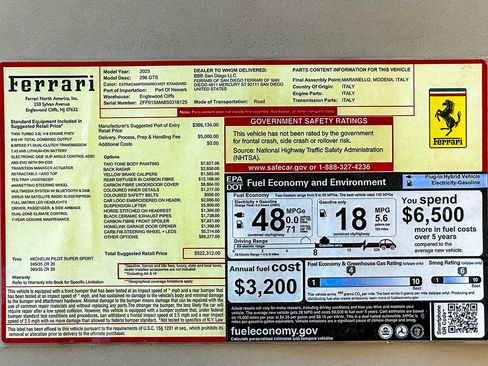 Certified 2025 Ferrari 296 GTS RWD image 37