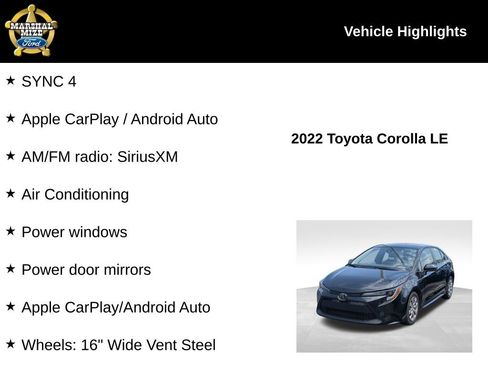 Used 2022 Toyota Corolla LE FWD image 2