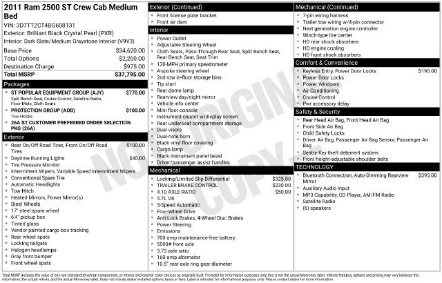 Used 2011 RAM 2500 ST w/ ST Popular Equipment Group AWD/4WD image 3