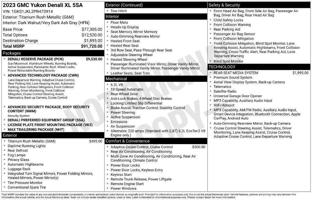 Used 2023 GMC Yukon XL Denali w/ Denali Reserve Package RWD image 6