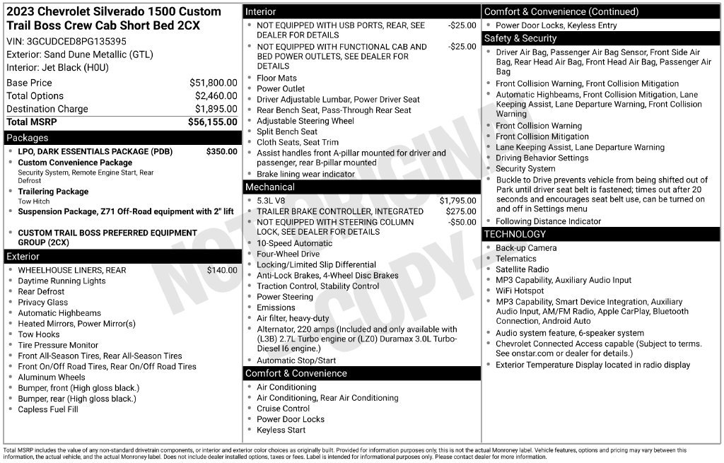 Used 2023 Chevrolet Silverado 1500 Custom Trail Boss w/ LPO, Dark Essentials Package AWD/4WD image 25